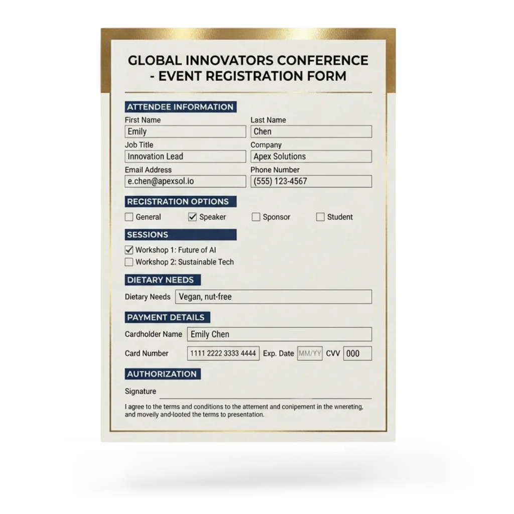 Event registration form
